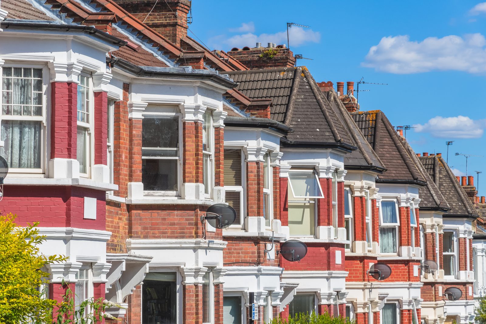 A row of English terraced houses